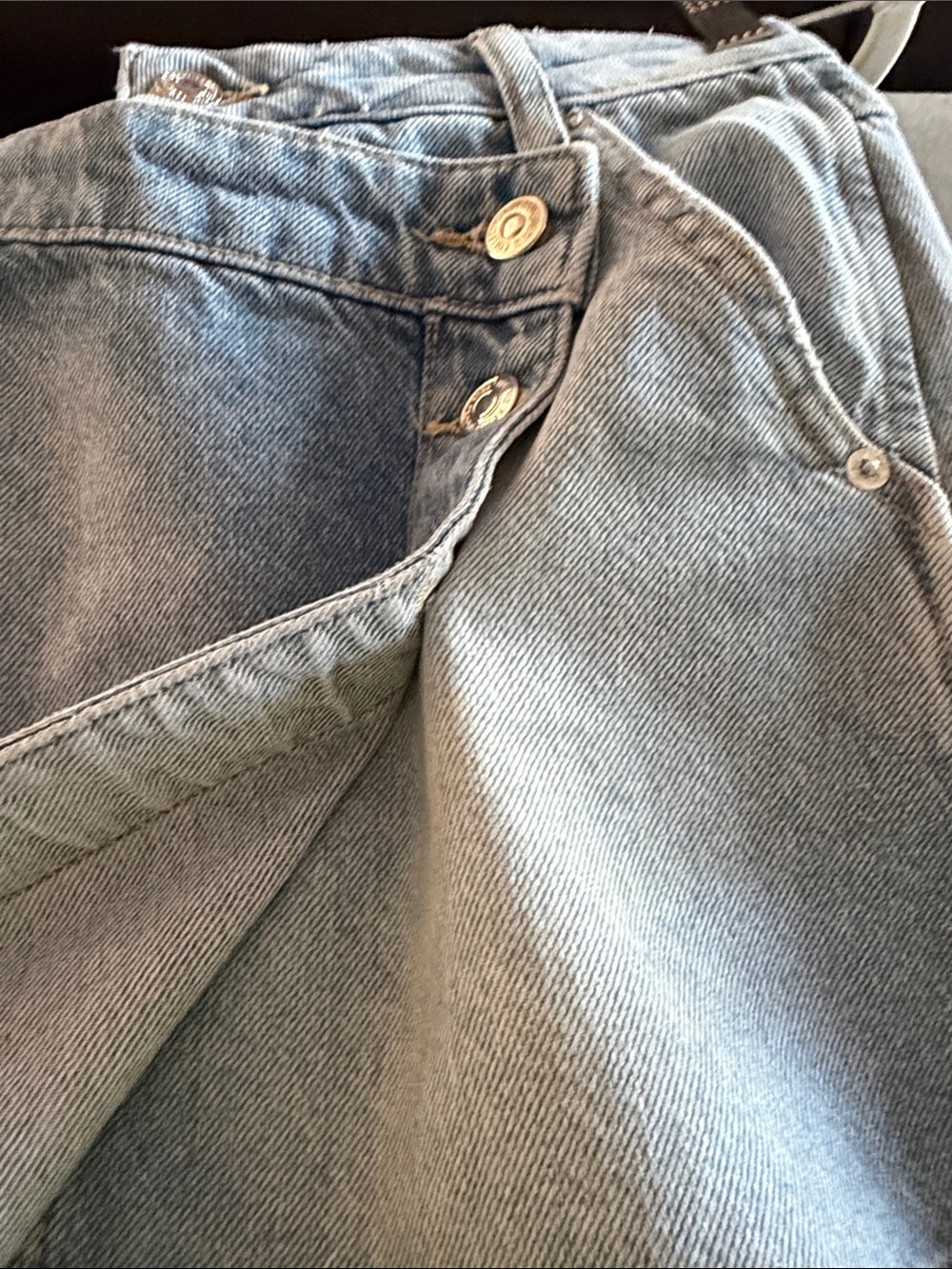 We The Free Light Blue Asymmetrical Button-Front Denim Mini Skirt - Picture 4 of 5